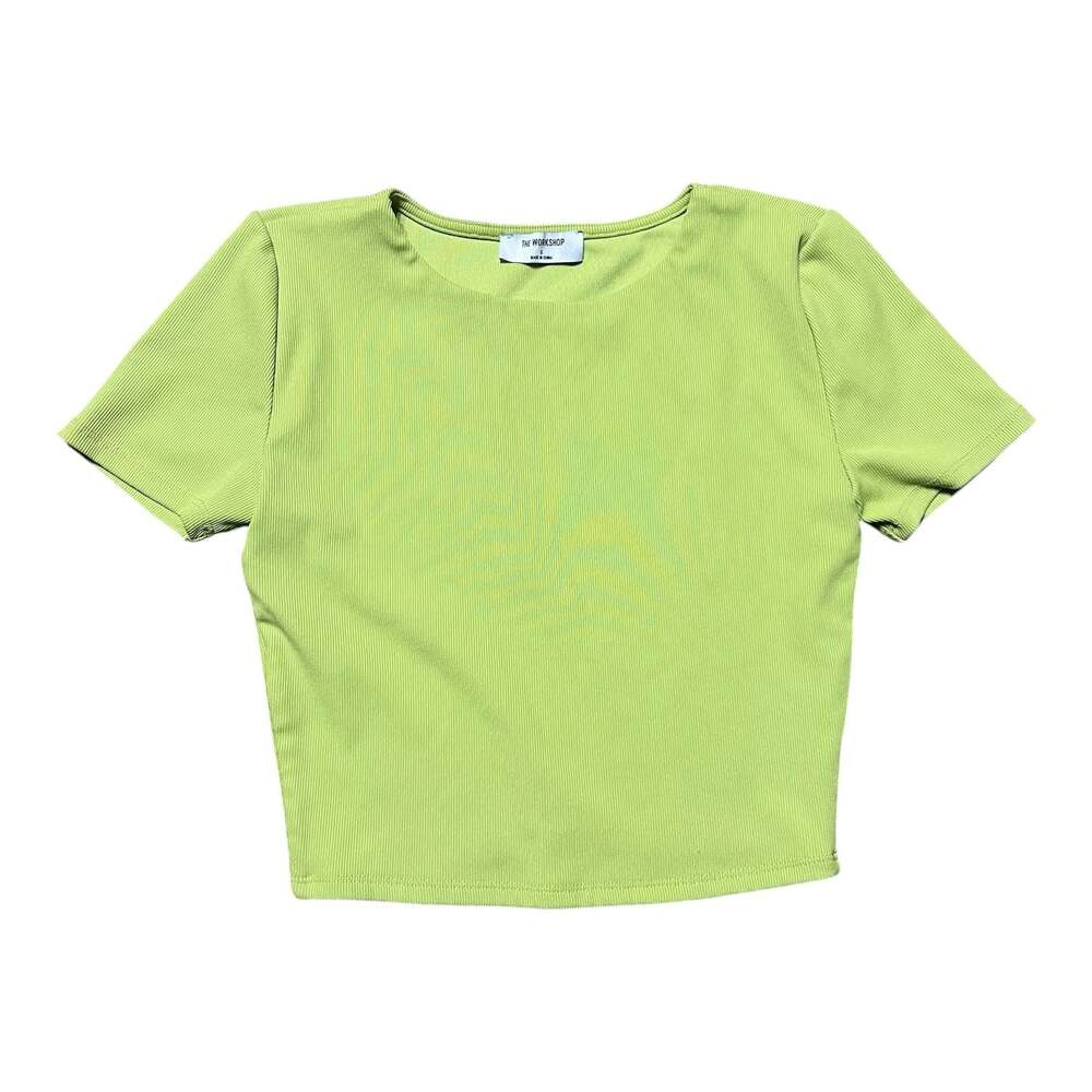 The Workshop Lime Green Ribbed Short Sleeve Crop Top